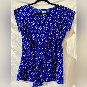 Anthropologie Eden & Esyllte Blue Blouse with Waist Cinch Detail